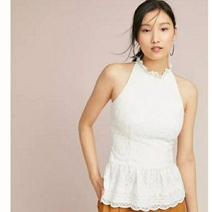 Monique Lhuillier Sleeveless White Textured Peplum